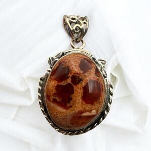 Mexican Fire Opal Solid 925 Sterling Silver Pendant